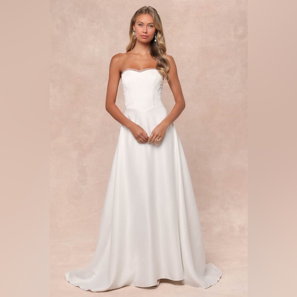 LULU’S Eternal Gratitude White Floral Embroidered Strapless Maxi Dress - Picture 5 of 5